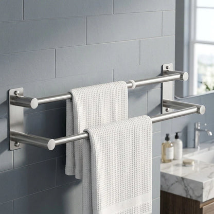 32 Inch Stainless Steel Double Towel Bar for Robust Screw Mount Design