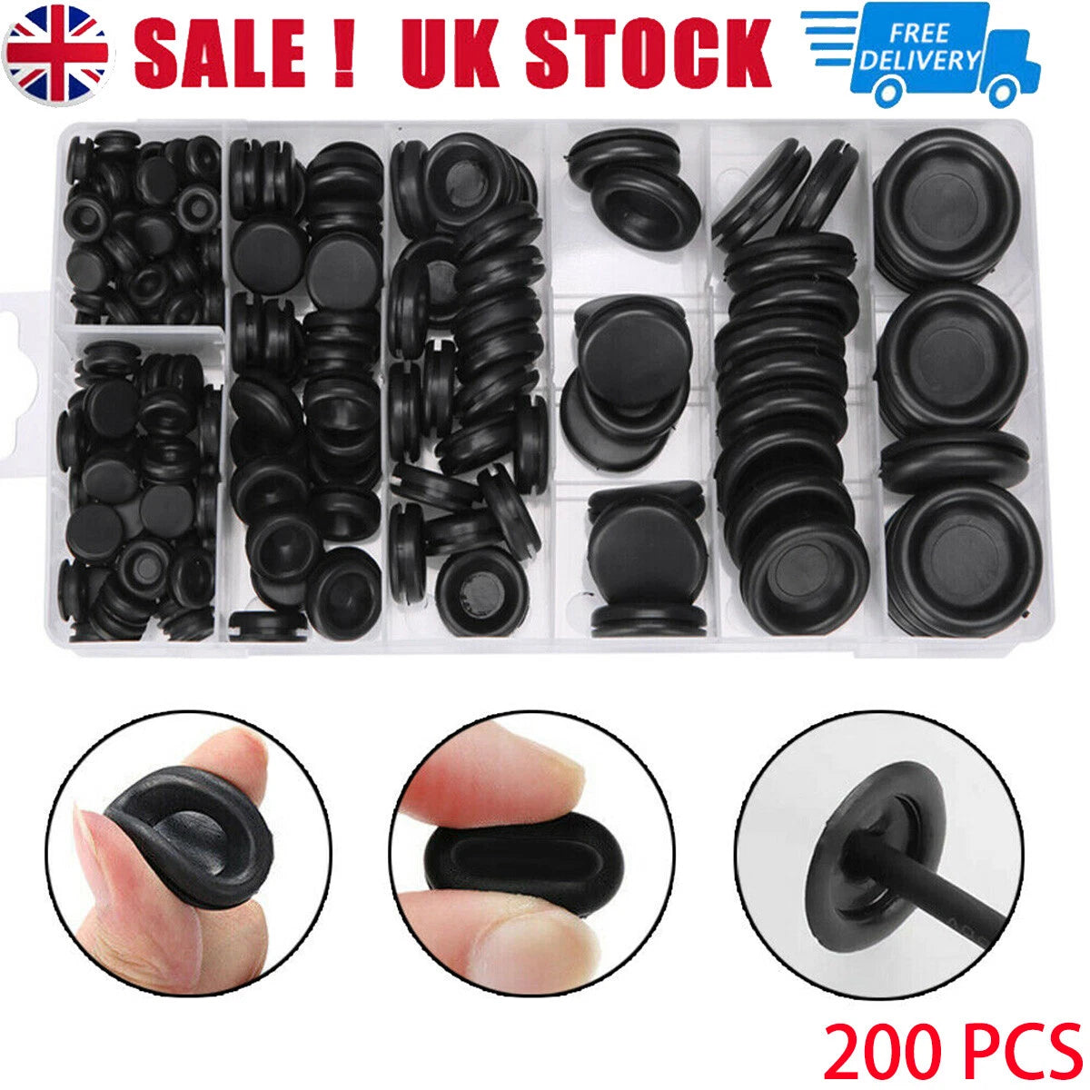 200Pcs Rubber Grommets Set for Universal Applications (Assorted Sizes)