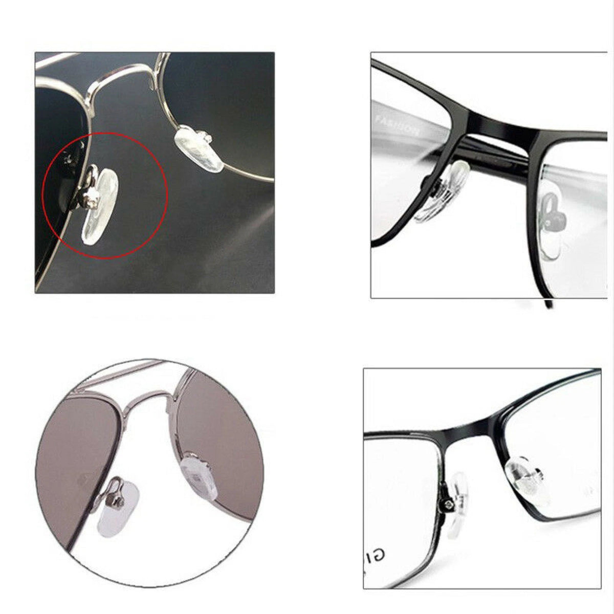 Silicone Nose Pads for Eyeglasses/Sunglasses (Soft, Oval)