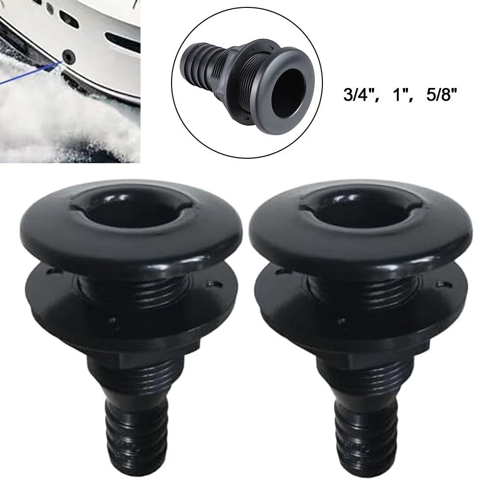 2Pcs Black Thru Hull Connectors for Marine Applications