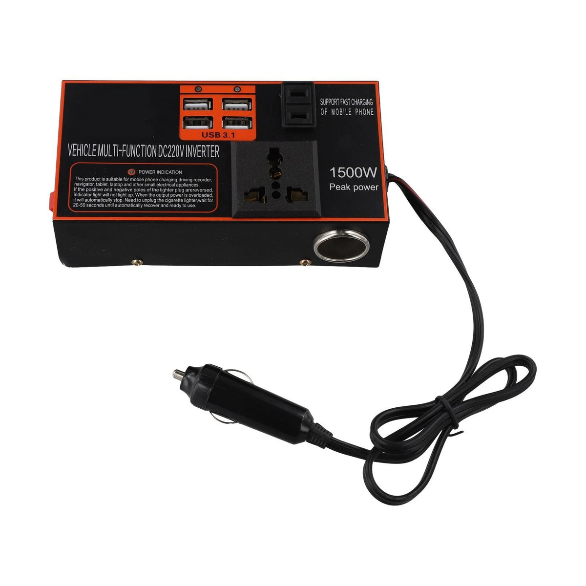 Power Inverter Adapter for Dash Cams 12V/24V to DC 110V/220V