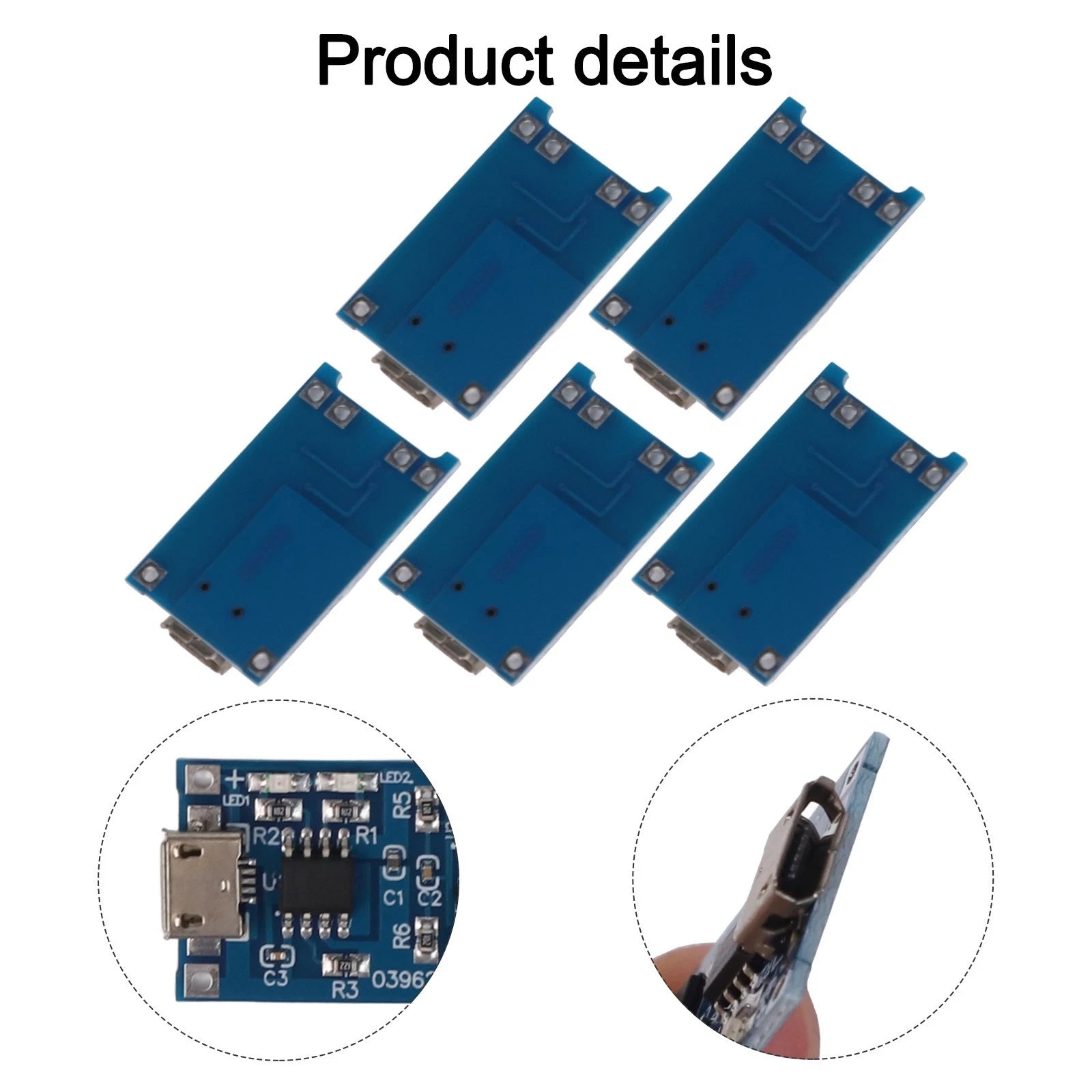 5 pcs USB Battery Charging Board Module with LED Indicator for Universal Use