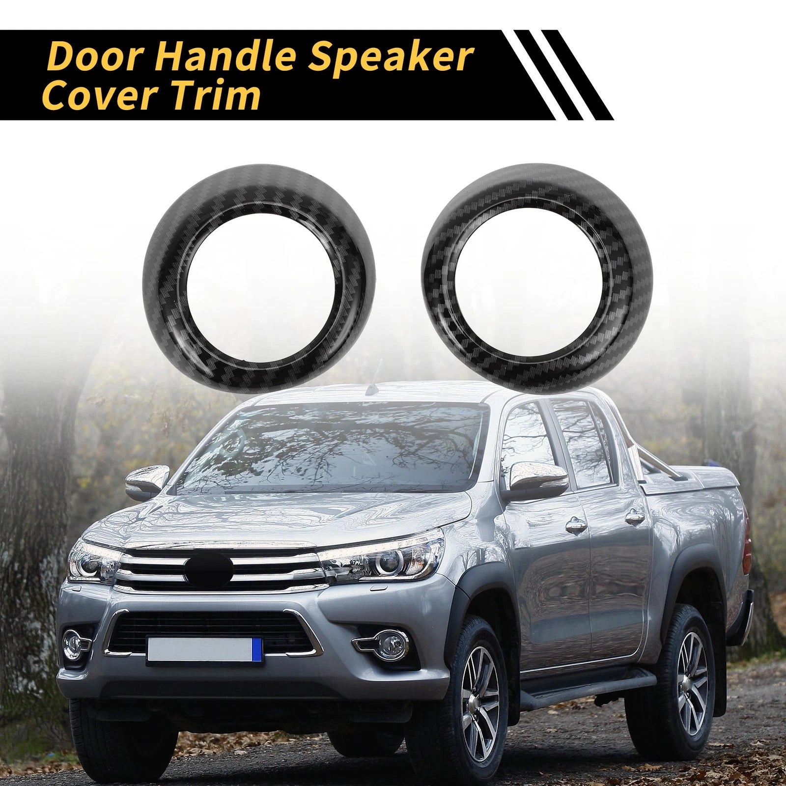 Interior Door Speaker Cover Front Set Carbon Pattern for Toyota Tundra (2014–2021)