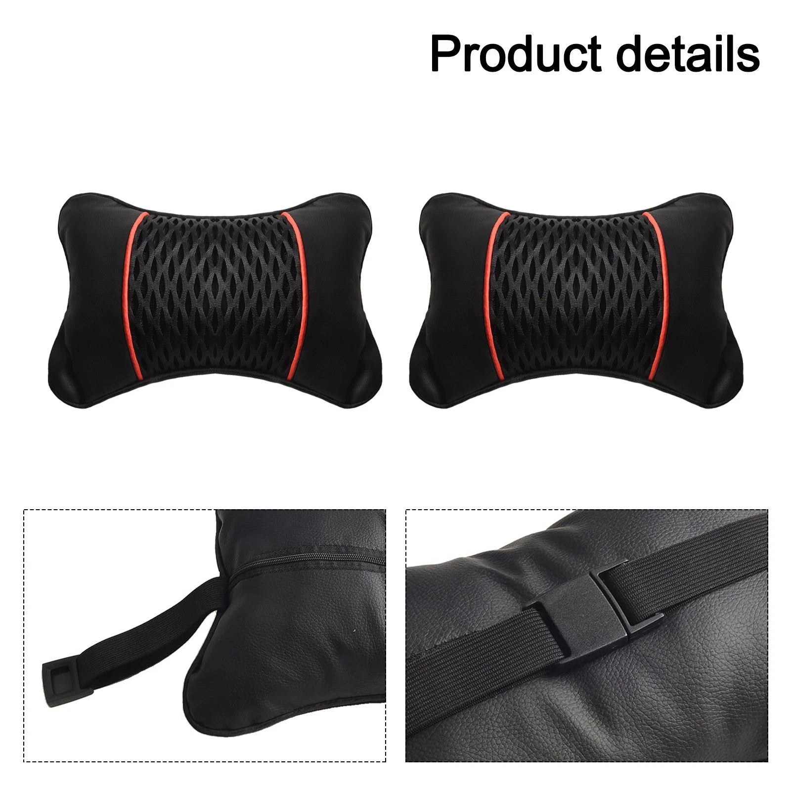 2X Headrest Cushion Pad for Car (Breathable PU Leather)