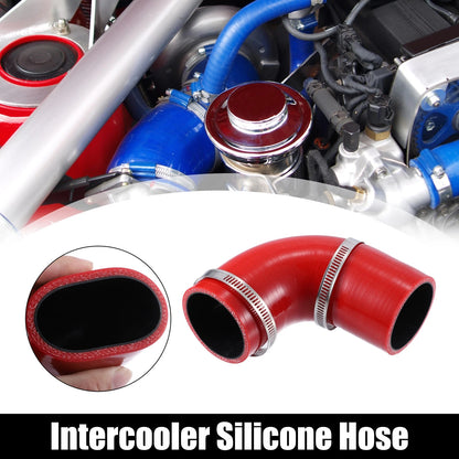 Set of 2 Silicone Reducer Hose Couplers 57mm 2.25" ID 90 Degree Red