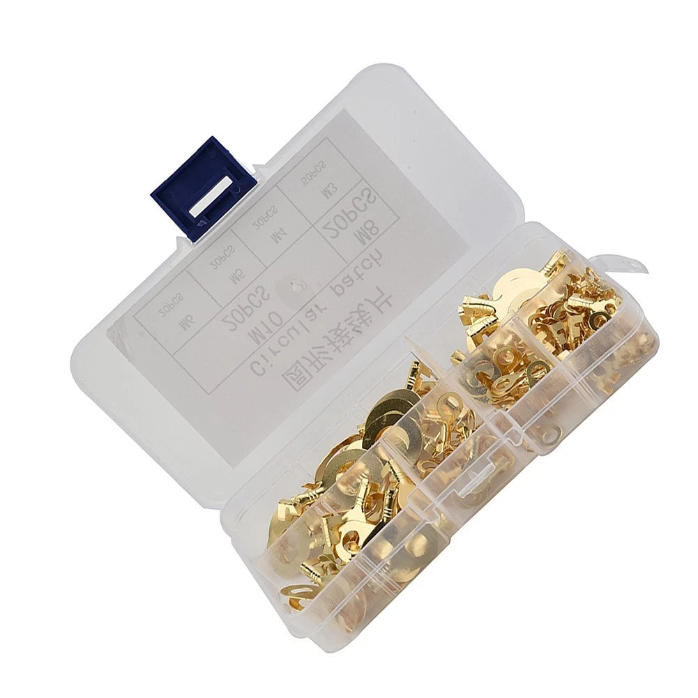 150Pcs Gold Brass Ring Cable Lugs for Wire Terminals