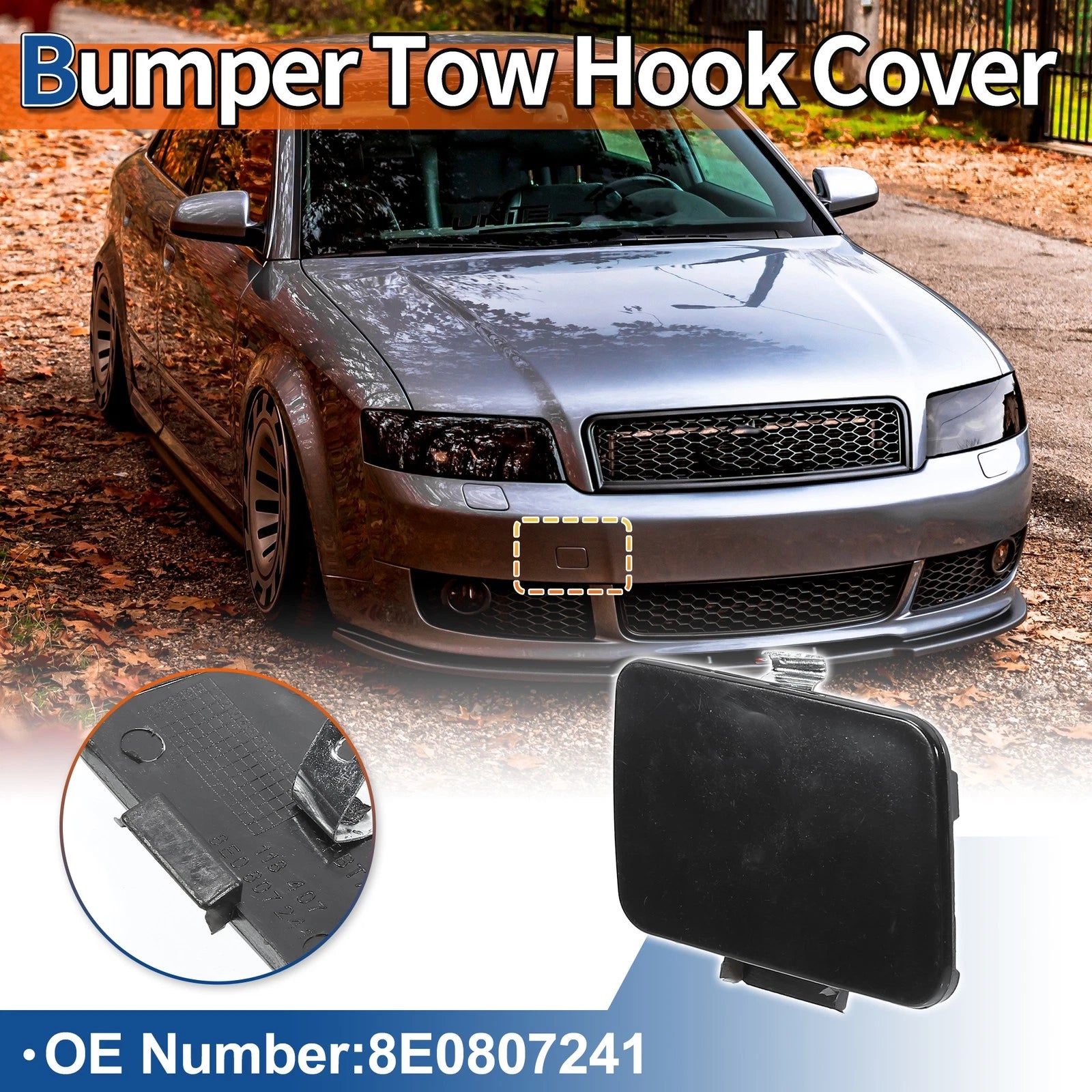 Front Car Bumper Tow Hook Cover for Audi A4 B6 (2002–2005) Unpainted