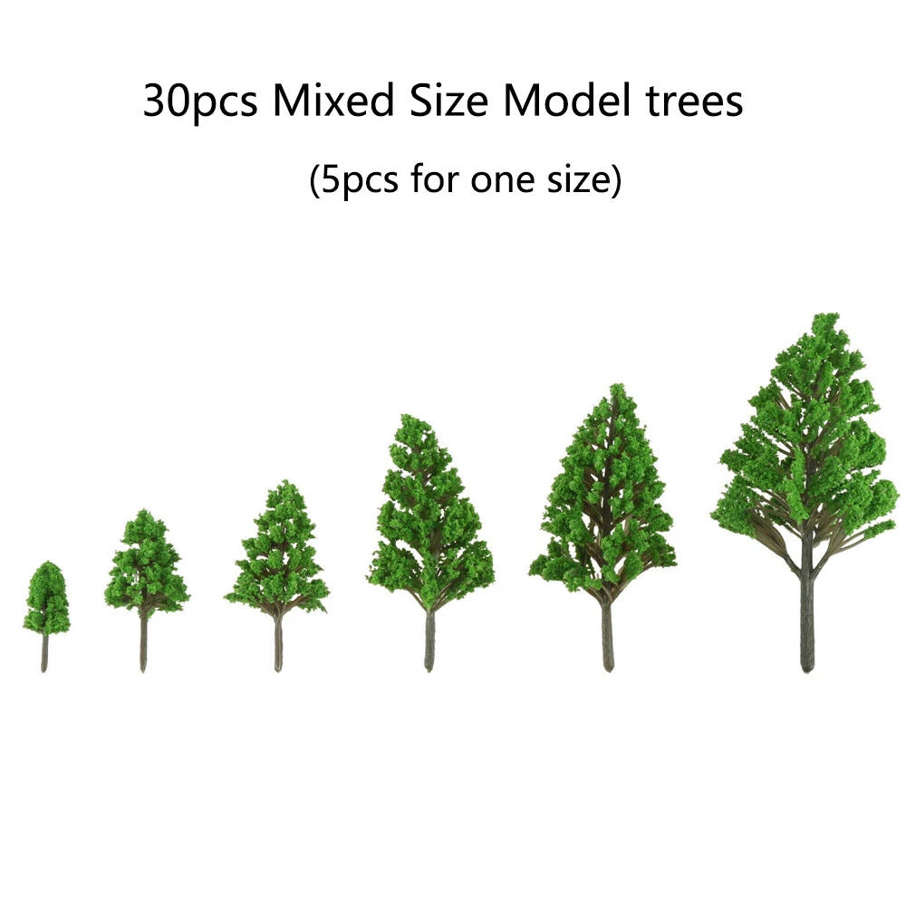 30Pcs Mixed Size Model Trees for Train Railroad Scenery Ornament