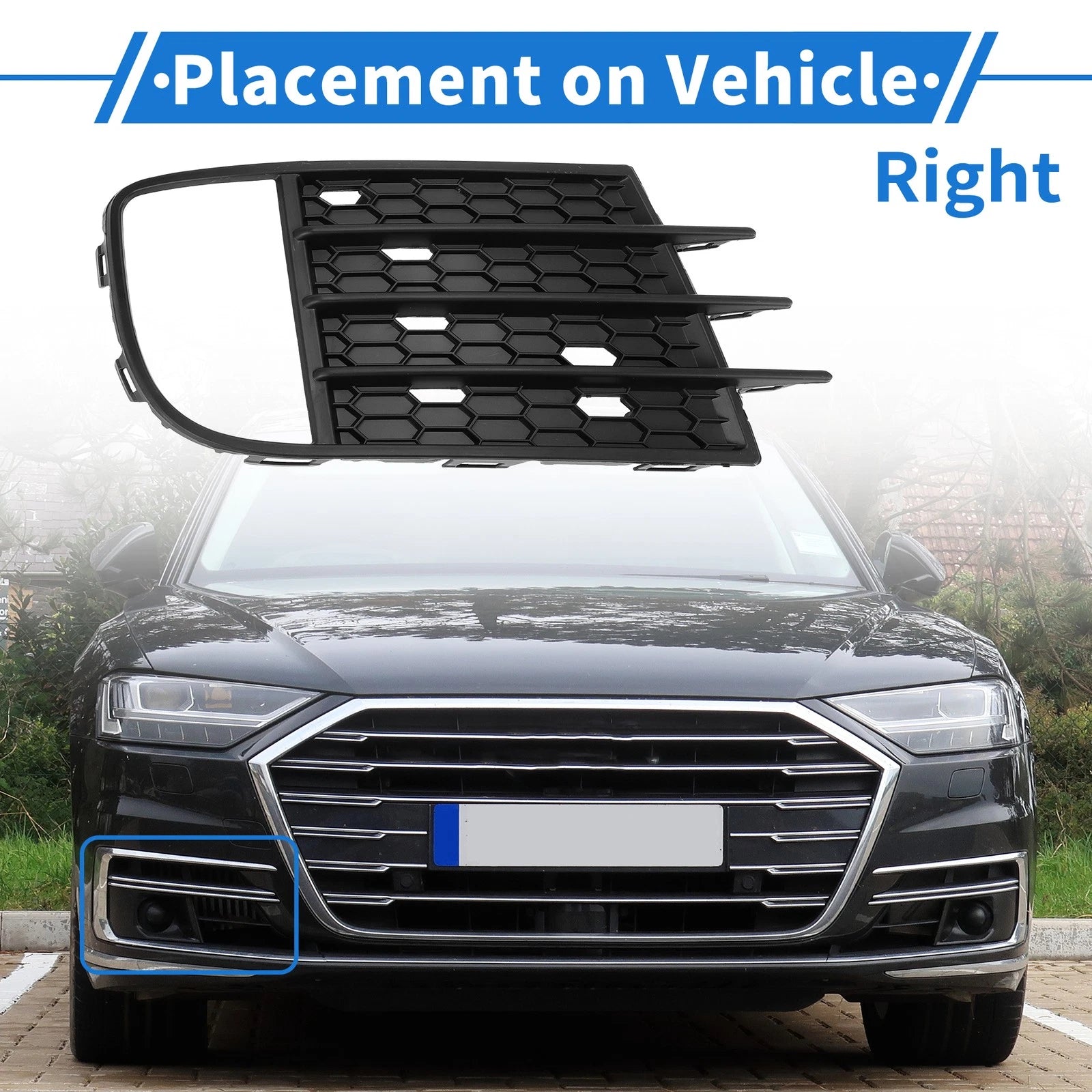 Fog Light Grill Front Right Replacement for Volkswagen Tiguan (2013–2017)