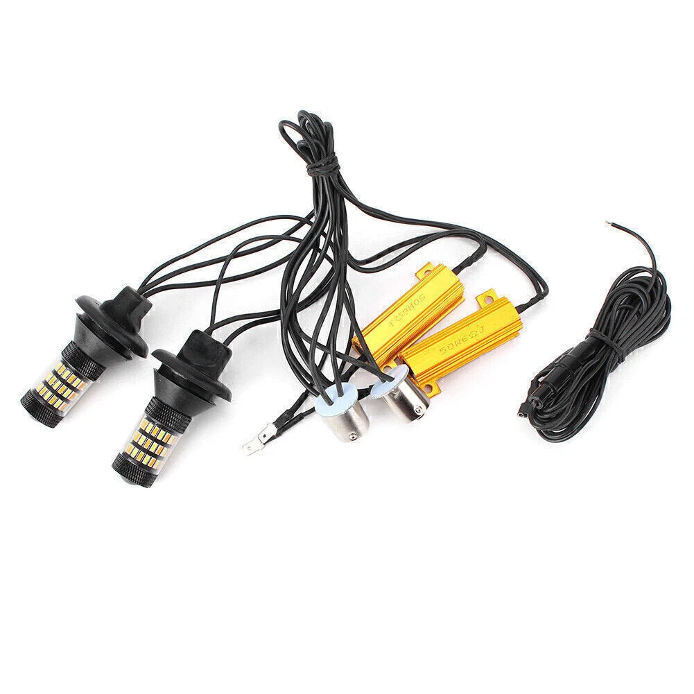 2pcs 1156 P21W Dual-Color Switchback LED Turn Signal Lamp Lights for