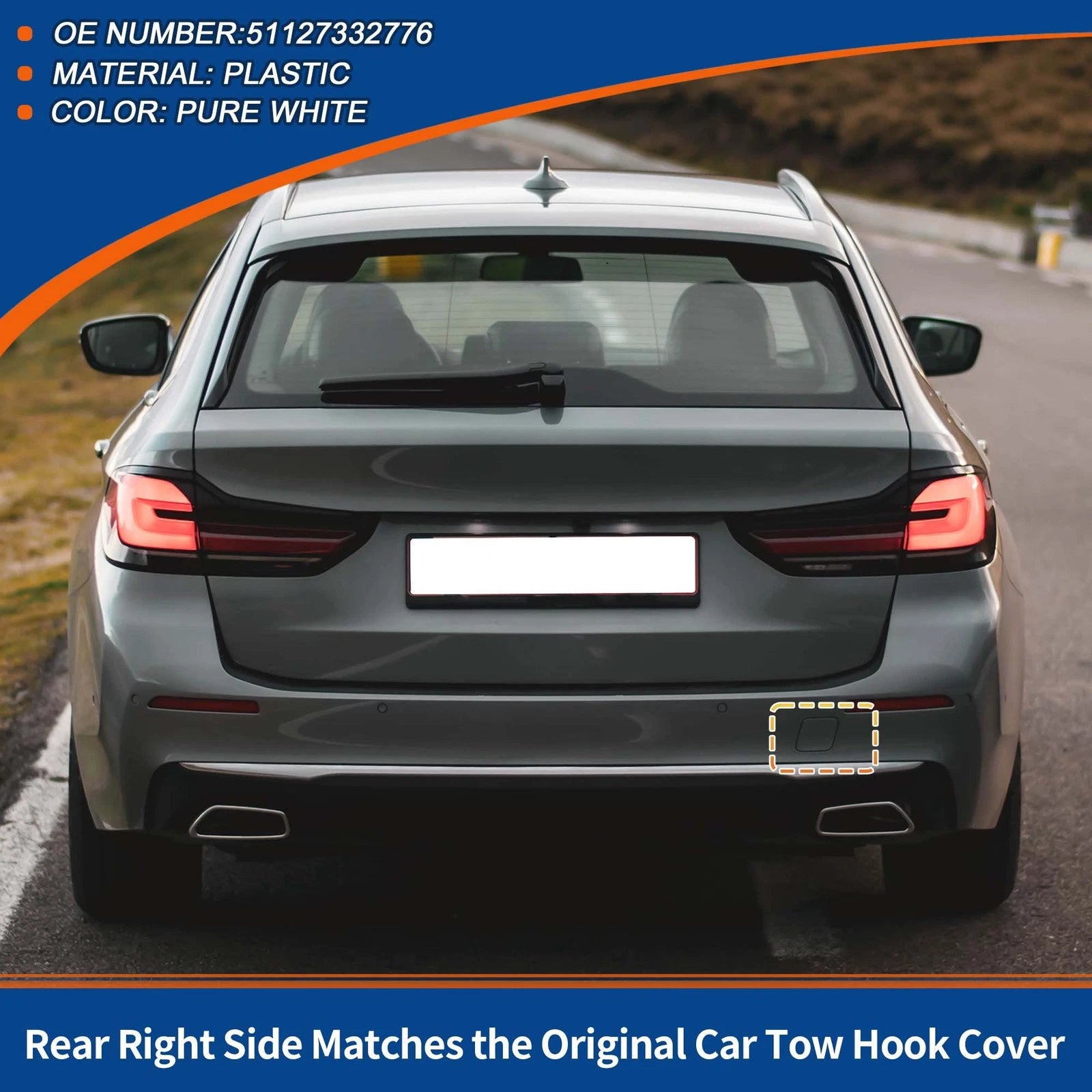 Rear Tow Hook Cover Replacement for BMW 5-Series F10 (2011–2016)