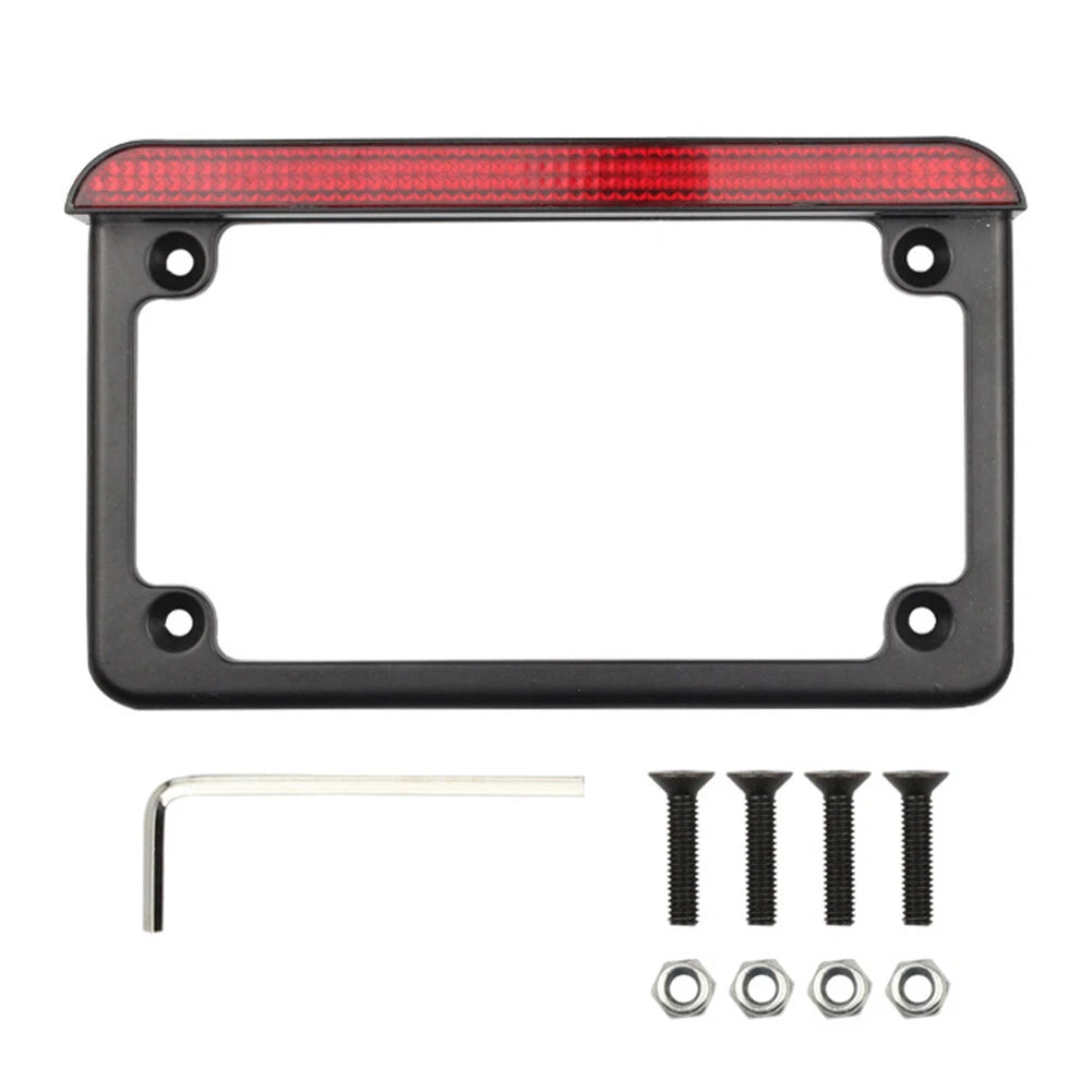 Motorcycle License Plate Frame with LED Light for Motorcycle