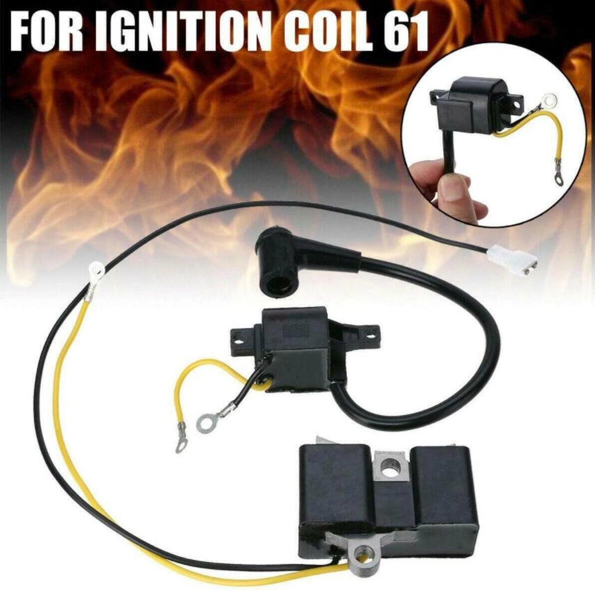 Ignition Coil with Wire for Husqvarna 61 162 266, Jonsered 630 Saws (R)