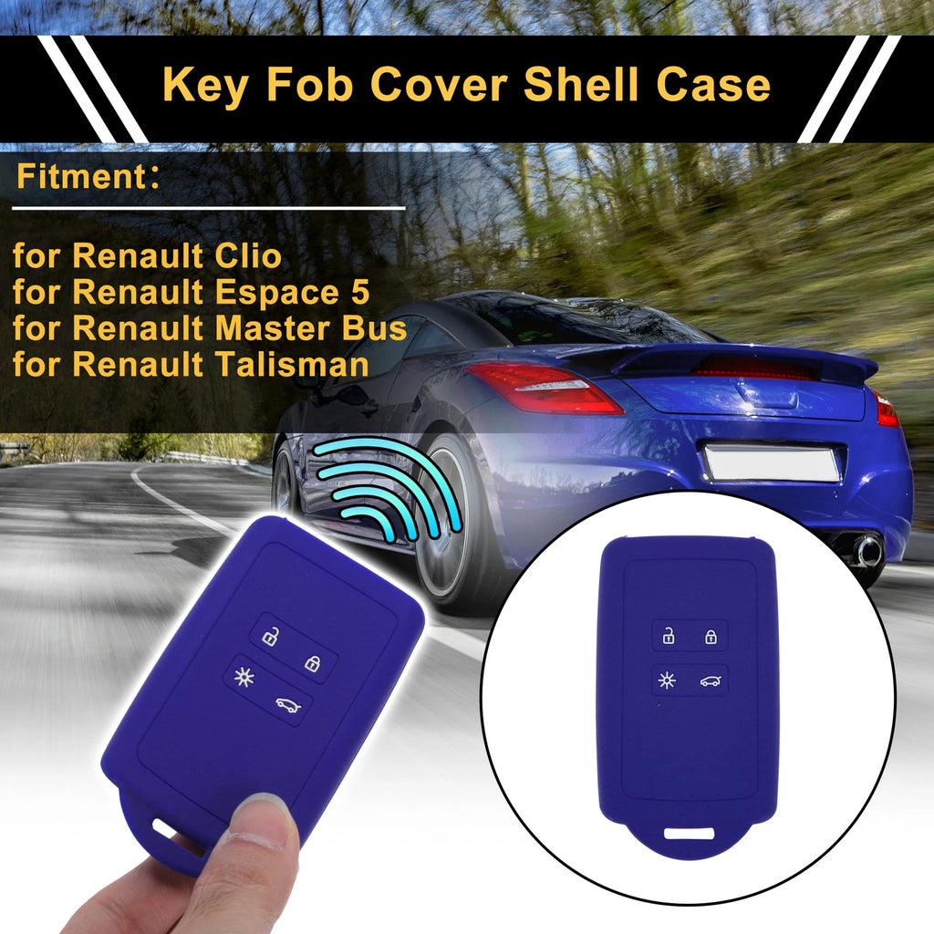 Blue TPU Car Key Case for Renault Clio (2012–2019)