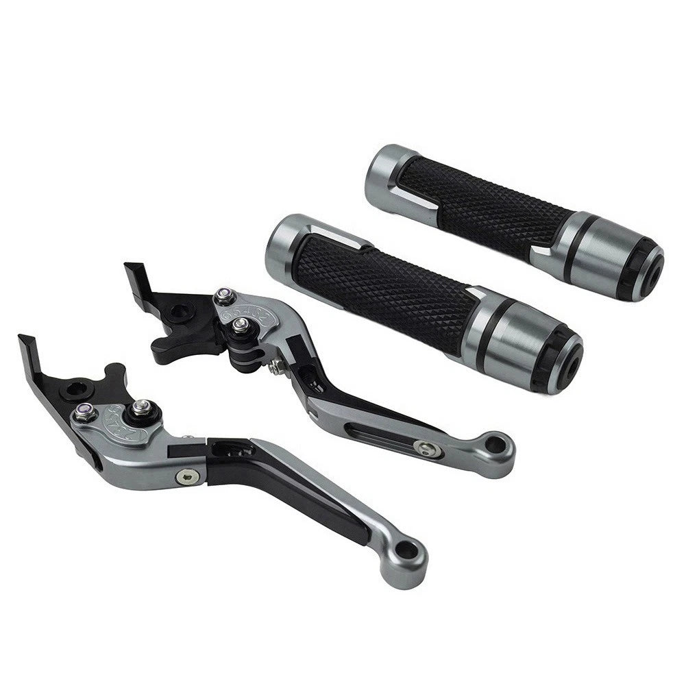Titanium Extendable Brake Clutch Levers Handlebar Grip Set For Kawasaki ZX6R 636