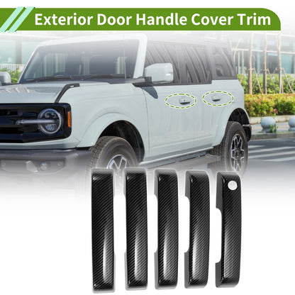 Exterior Door Handle Cover Trim for Ford Bronco 2021–2025 Carbon Fiber Black 1 Set