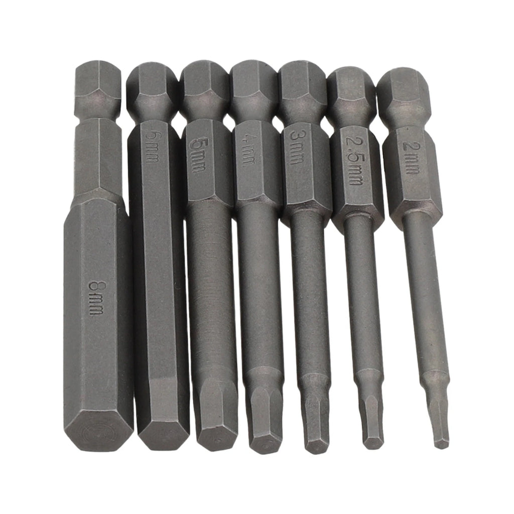 7pcs Hexagon Socket Screwdriver Bit Set for Electric Tools (65mm)