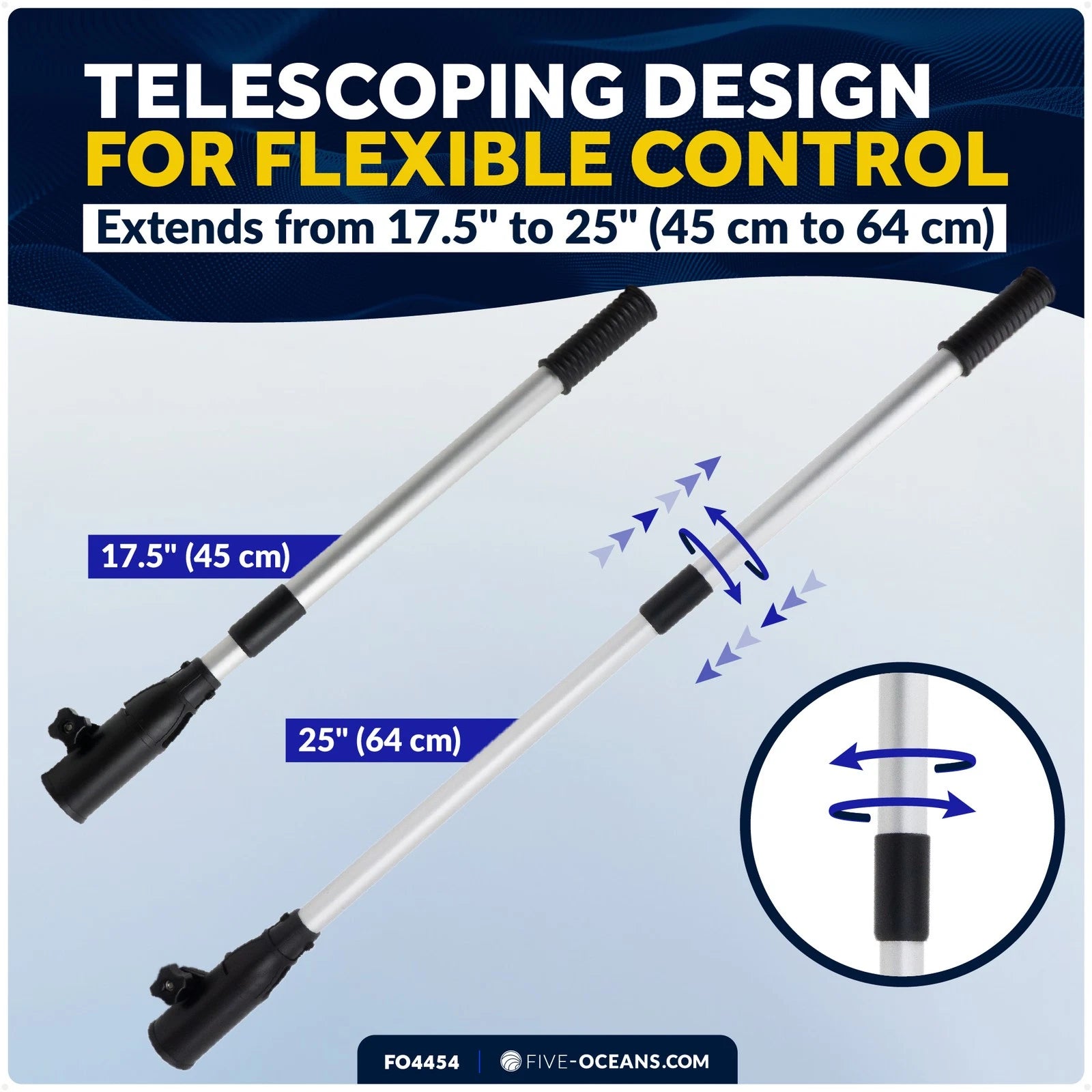 Telescopic Tiller Extension Handle for Outboard & Trolling (17.5"–25")