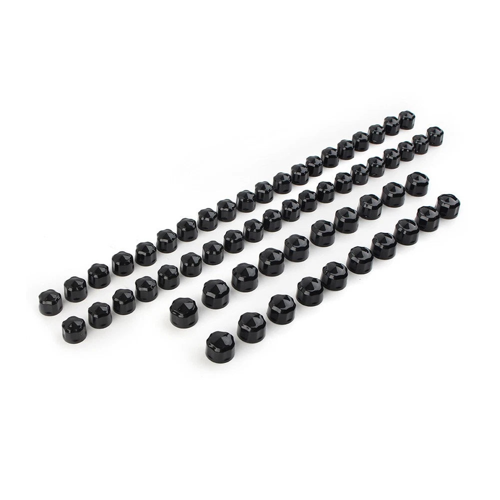 60pc Black Engine Kaps Bolt Covers for Harley Road Street Glide Softail (2017–Present)
