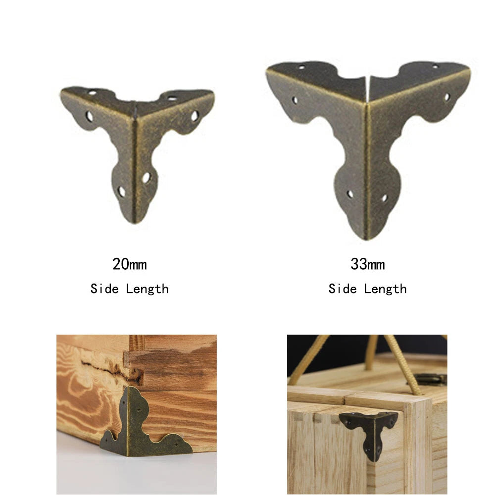4/12pc Iron Antique Bronze Corner Protector Guard Desk Covers Furniture Hardware