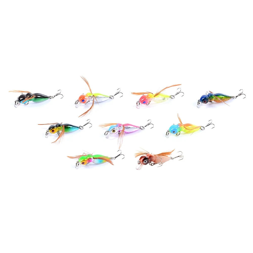 9PCS Fishing Lures 3.4g/4.5cm Minnow Baits 10# Ant Insect Bionic Bait