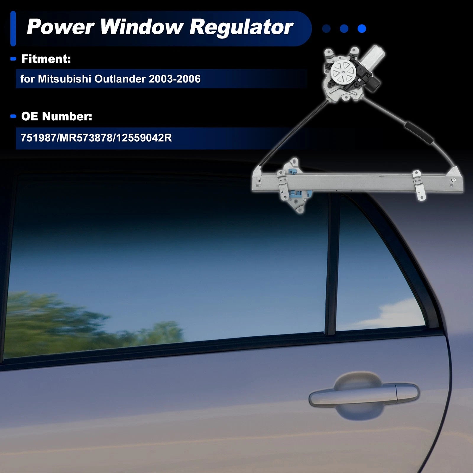 Front Right Power Window Regulator with Motor for Mitsubishi Outlander (2013–2020)