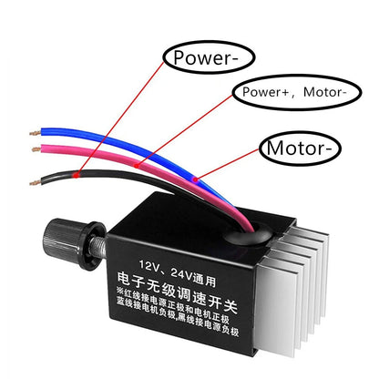 Motor Speed Controller Switch Knob for Car Truck (DC 12V 24V)