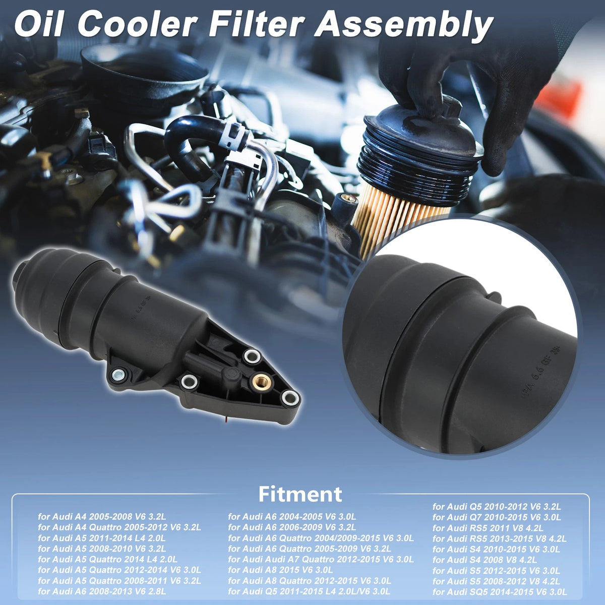 Engine Oil Filter Housing Set for Audi A4 (2005–2008) V6 3.2L No. 06E115405A