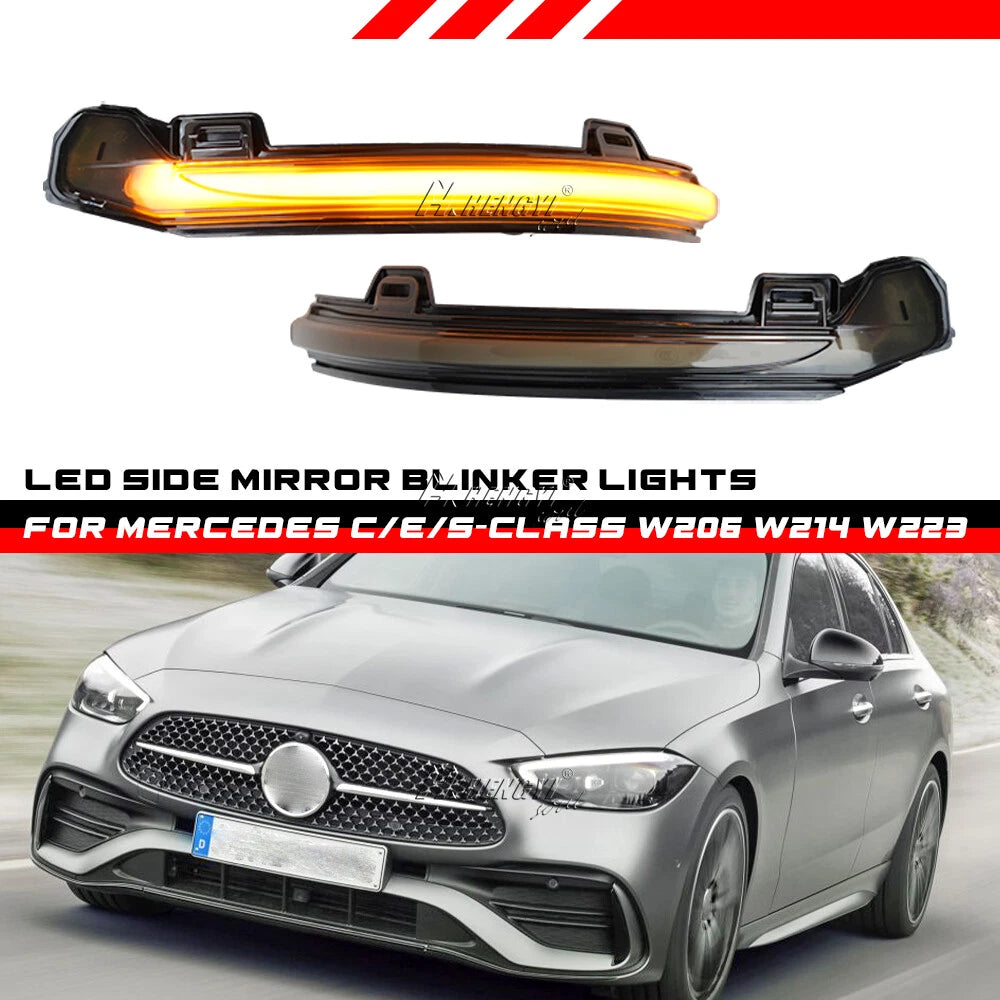 2X Amber LED Side Wing Mirror Turn Signal Lights for Benz W206 W214 W223