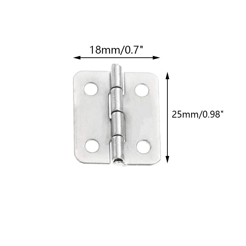 10pcs Mini Hinge for Jewelry Chest Dollhouse Wine Box (25x18mm) Silver