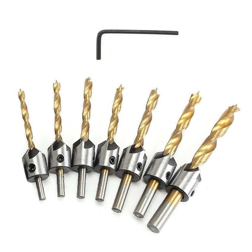 7-Piece Wood Drill Bits Kit 310mm for Woodworking Projects
