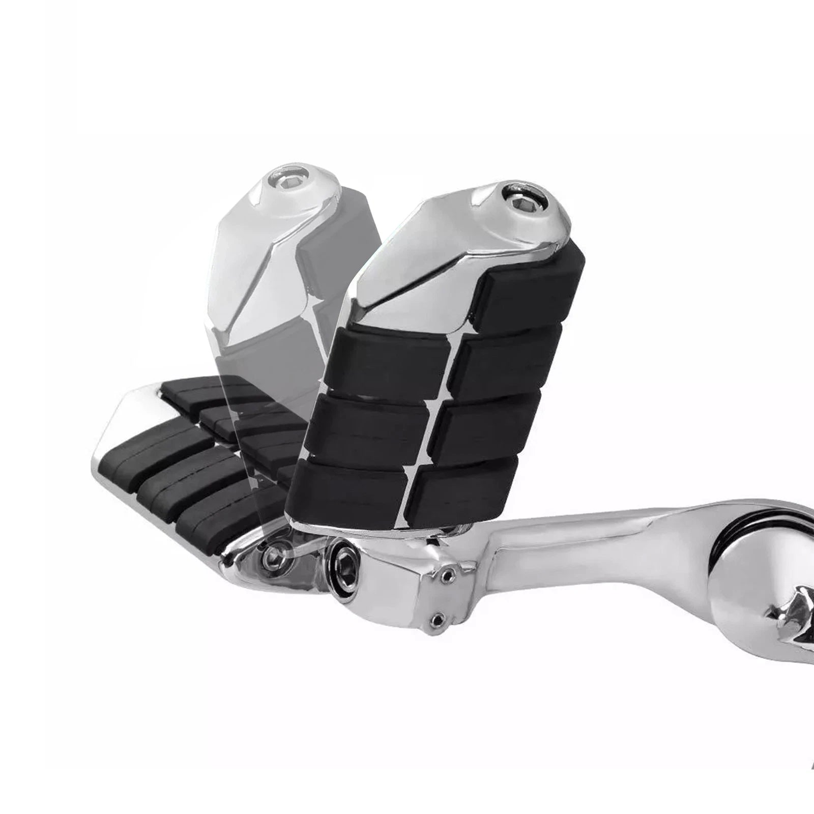 Chrome Long Angled Highway Foot Pegs for 1.25" Engine Guard Bar