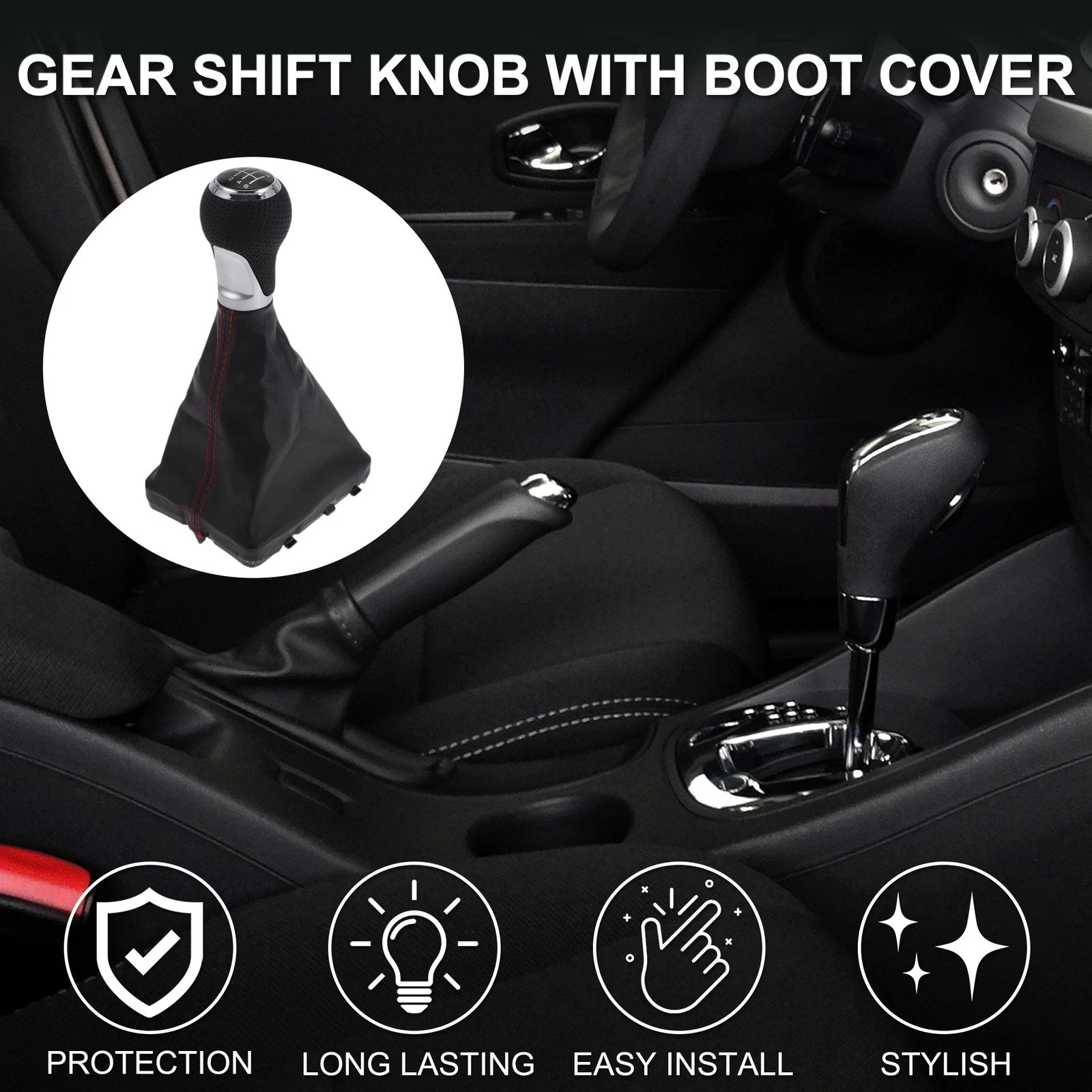 6 Speed Gear Shifter Knob with Cover Replacement for Audi A6 (2005–2011)