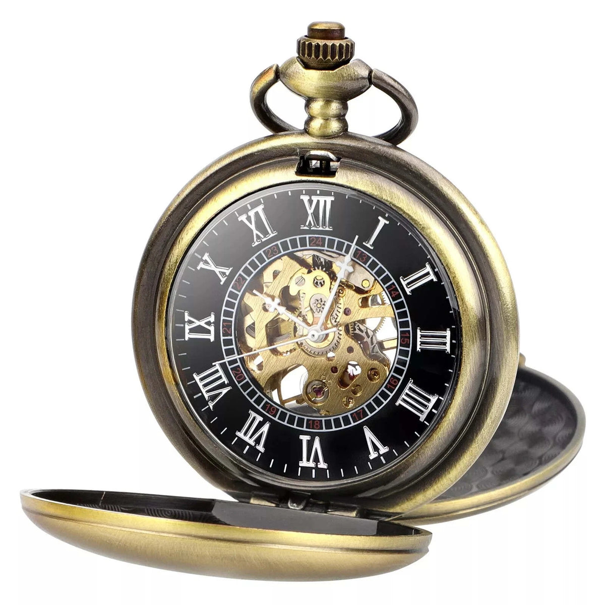 Mechanical Pocket Watch with Hook Buckle Clasp - Round Dial Shape