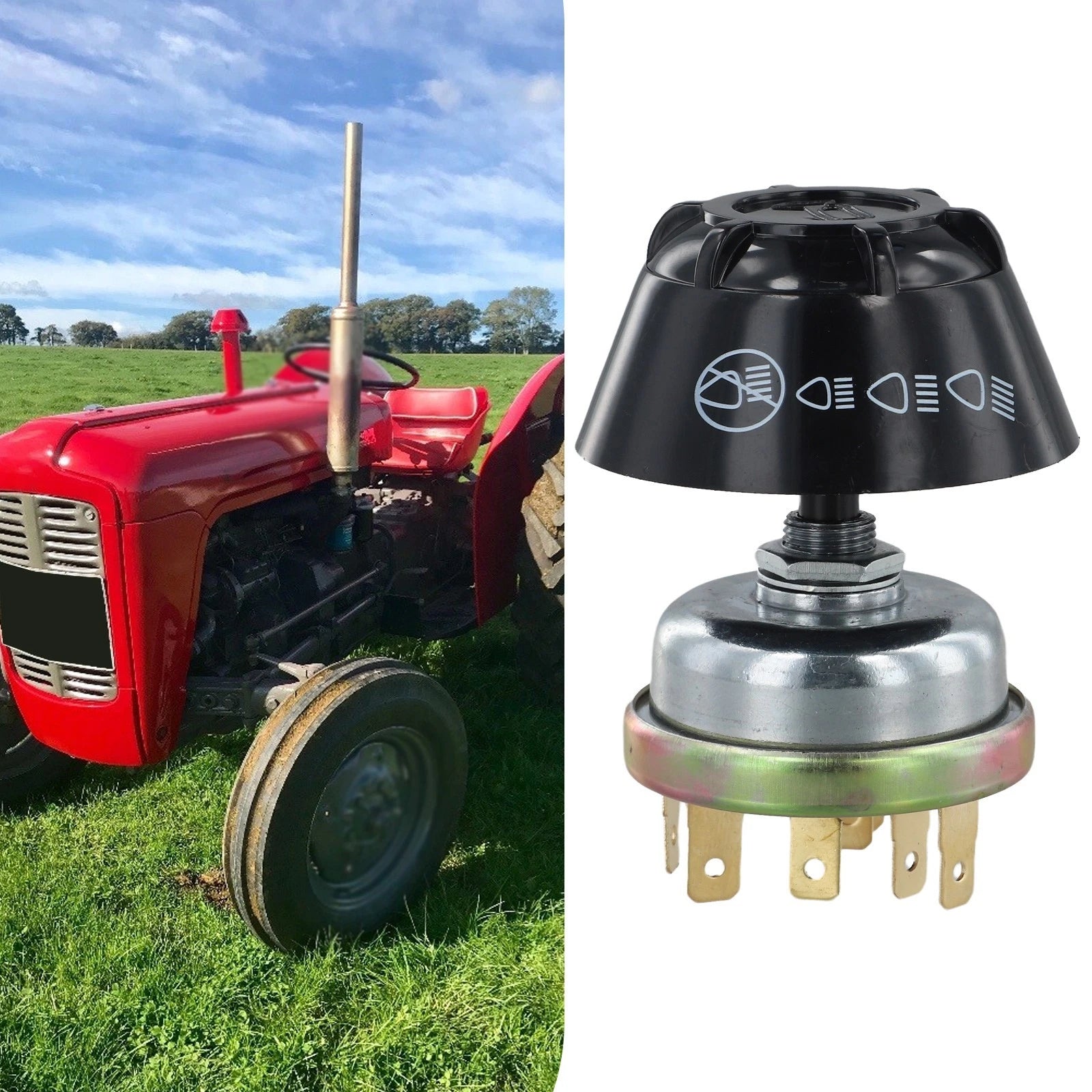 3-Position Rotary Horn Switch for Tractor Light Compatible with 1668816M1