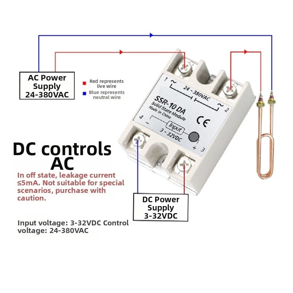 SSR10DA Solid State Relay 10A for DC 332V to 24380V AC Control