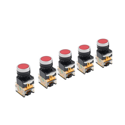 5pcs 22mm Momentary Red Push Button Switch 1NC 1NO DC 220V 10A