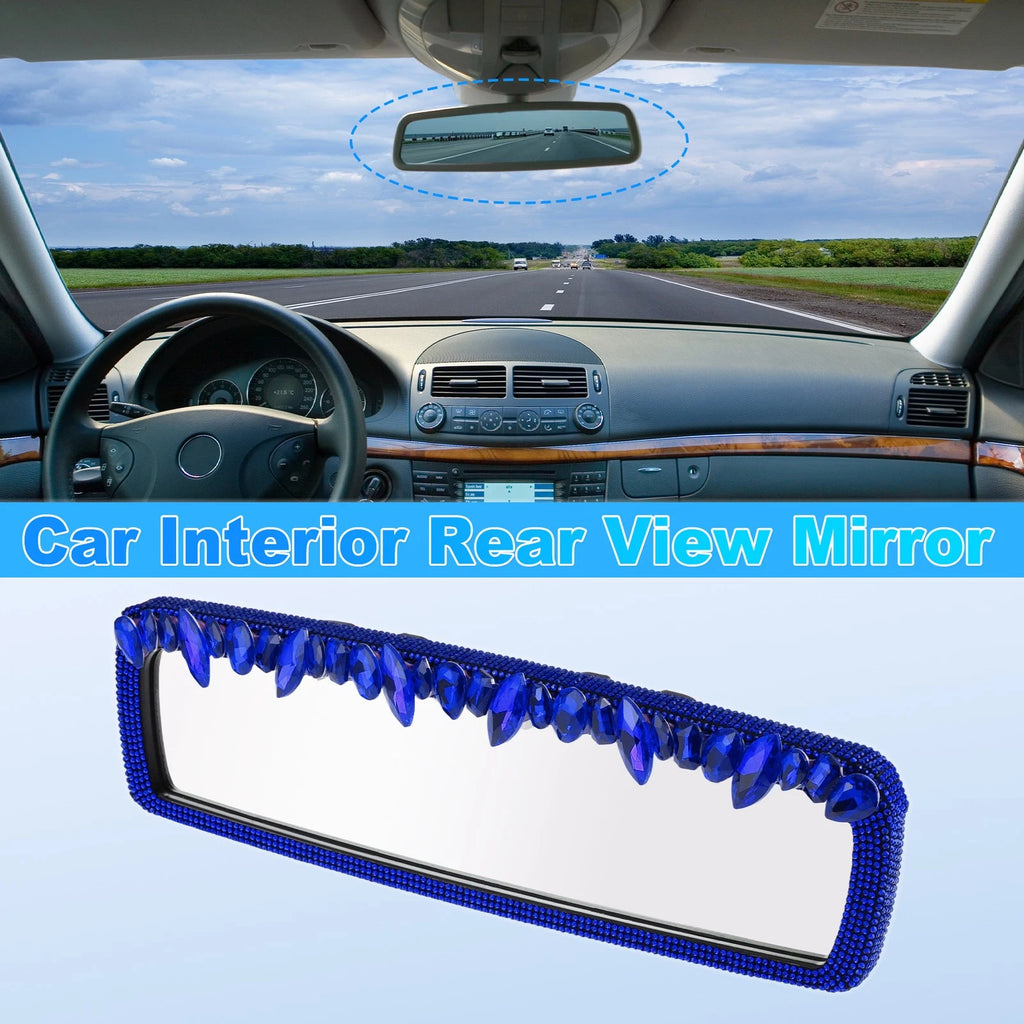 Interior Rearview Mirror Clip-On Rectangle Blue for Universal Fit (1 pcs)