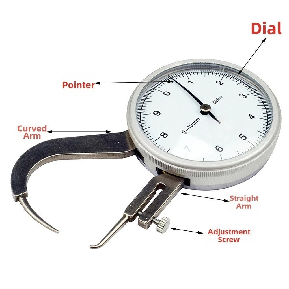 Handheld Caliper Thickness Gauge with Adjustable Arms - Portable Design