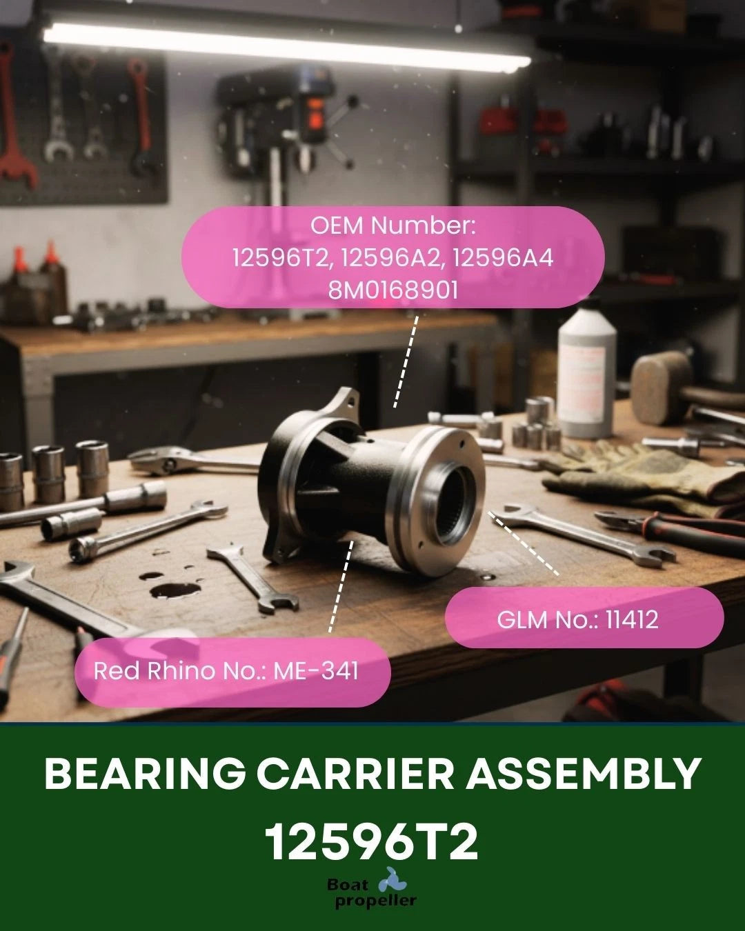 Bearing Carrier for Mercury, Force, Mariner 12596T2 (Without Oil Seal)