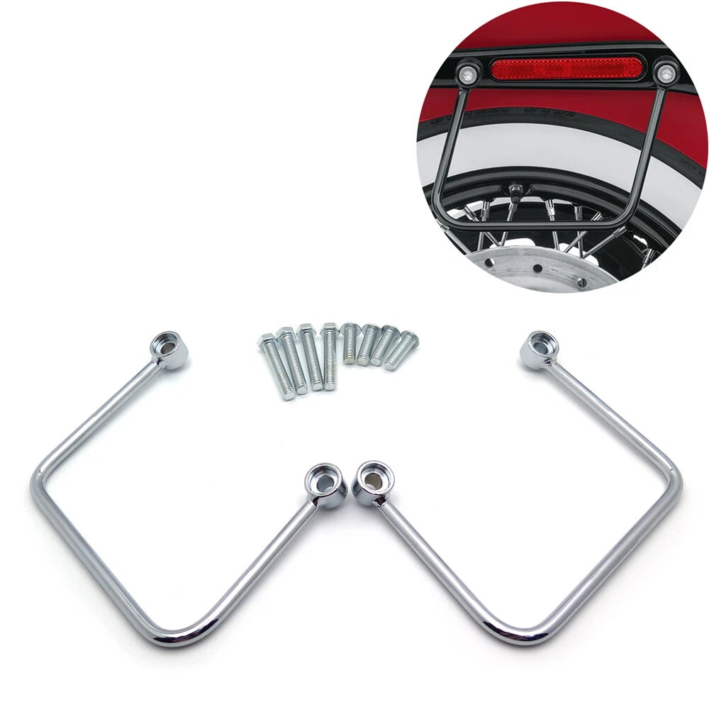 Chrome Throw-over Saddlebag Support Bracket Guard for Harley Slim FLSL FXBB (2018–2023)