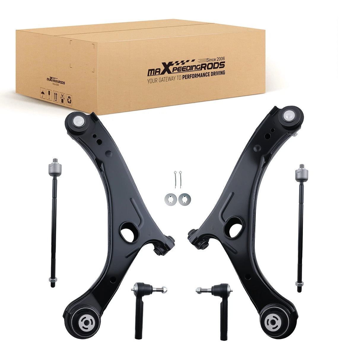 6pc Front Lower Control Arms Tie Rods Kit for Dodge Grand Caravan (2008–2010)