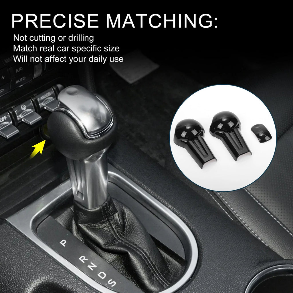 Gear Shift Knob Decorator Cover for Ford Mustang (2015–2023) Black