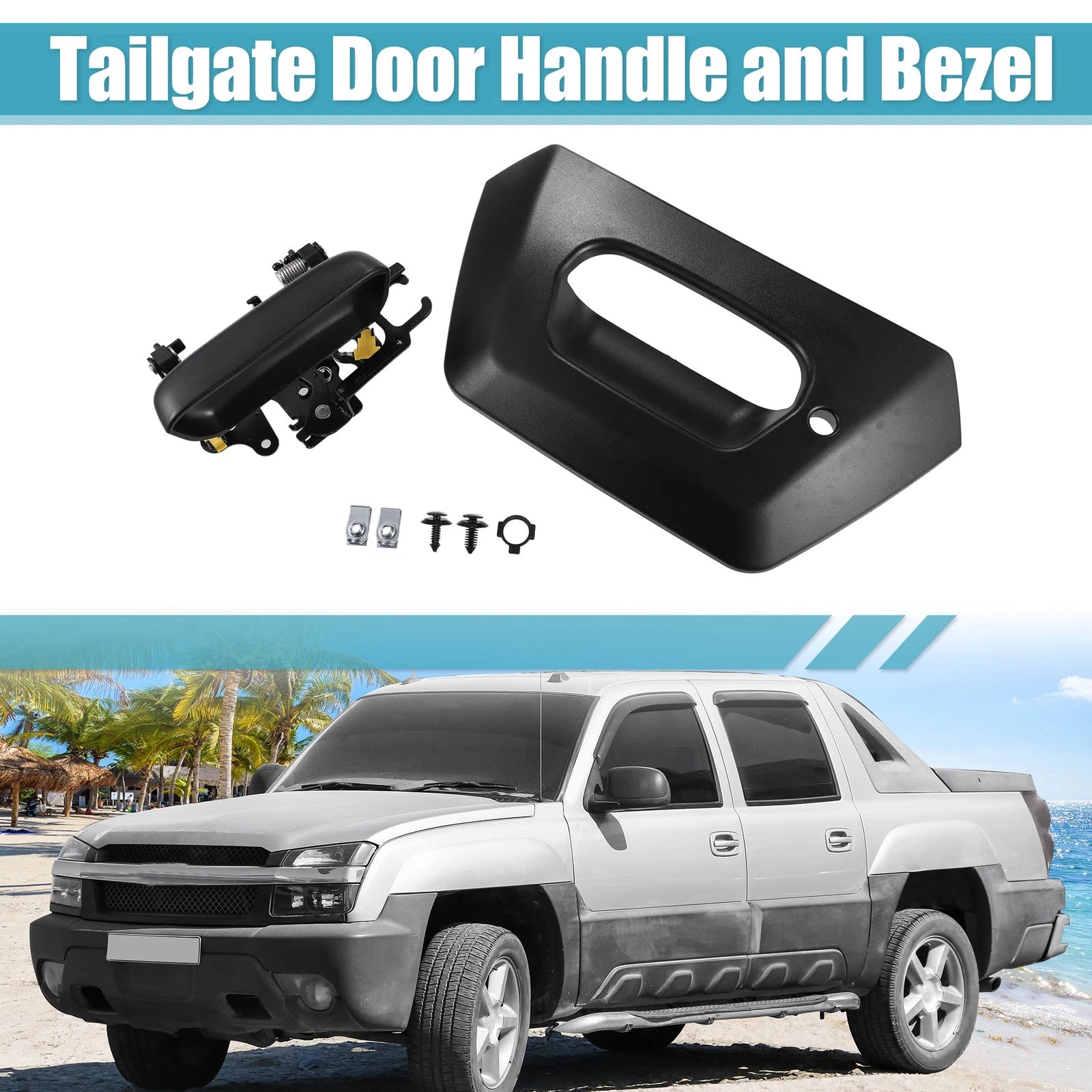 Set Tailgate Door Handle and Bezel Replacement for Chevy Avalanche (2002–2006)