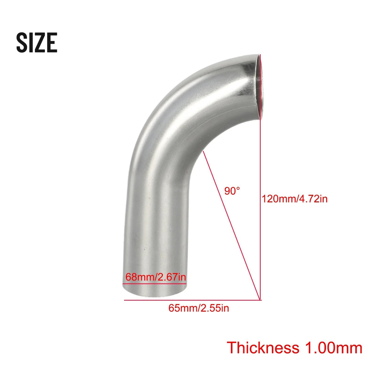 90 Degree Thin Pipe Elbow for 32/38/51MM Diameter (304 Stainless Steel)