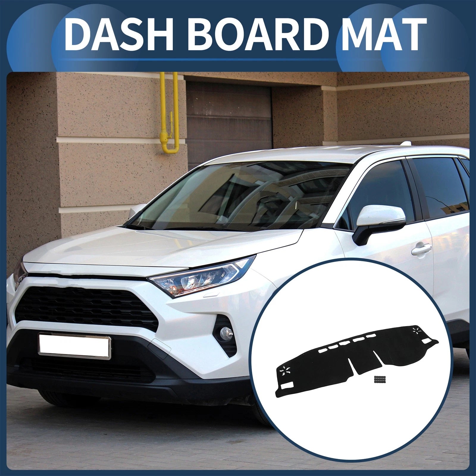 Dash Cover Mat Sun Protector for Toyota RAV4 2020–2024 Black 1 Set