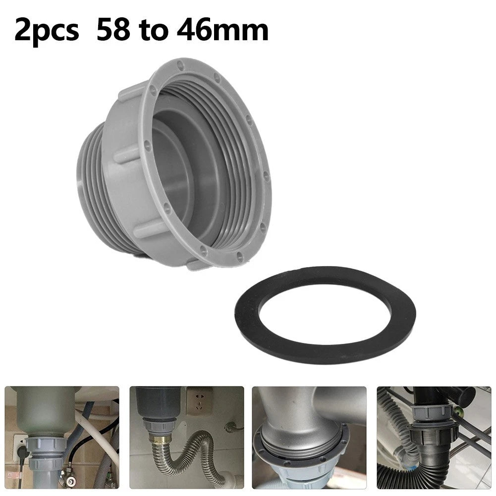 Drain Pipe Joint Sink Pipe Adapter Set of 3 Sizes 57mm to 46mm