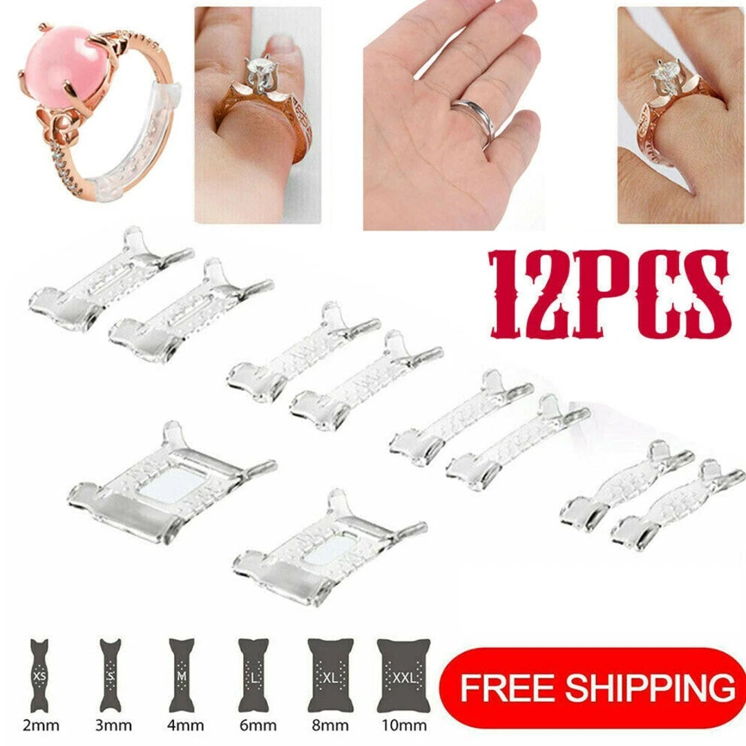 Set of 12 Invisible Ring Size Clip Guard Resizer Adjuster Tool