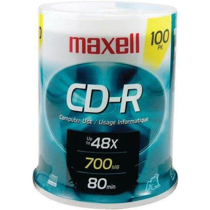 Set of 100 Maxell CDR80100S 700MB 80-Minute CD-Rs