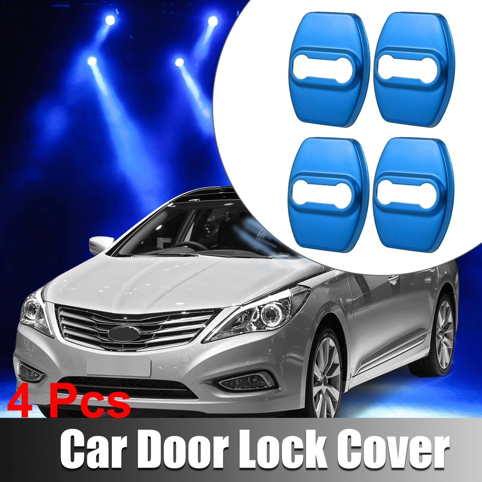 4 Piece Door Lock Latch Covers Replacement for Hyundai and Kia (Blue) (2011–2023)